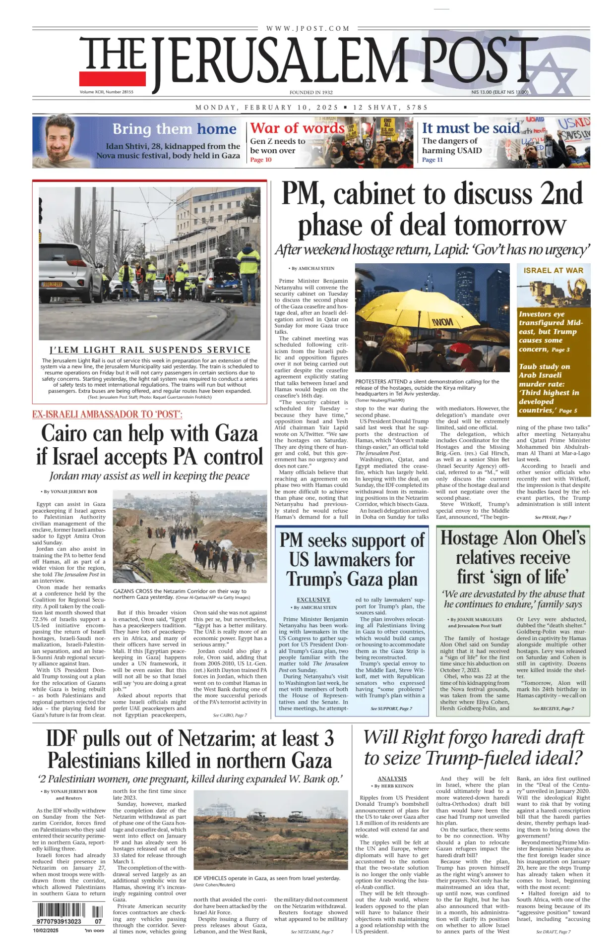 Prima-pagina-the jerusalem post-edizione-di-oggi-10-02-2025